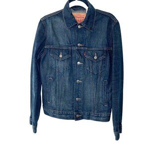 Levi's Women's Denim Trucker Jacket Blue Size Small Pure Cotton Cuffs Buttons